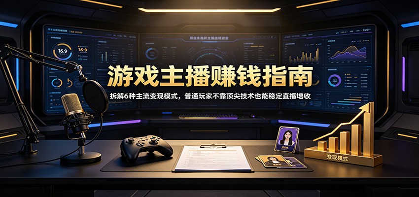 游戏主播赚钱指南：拆解6种主流变现模式，普通玩家不靠顶尖技术也能稳定直播增收-777网创网