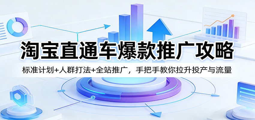 淘宝直通车爆款推广攻略：标准计划+人群打法+全站推广，手把手教你拉升投产与流量-777网创网