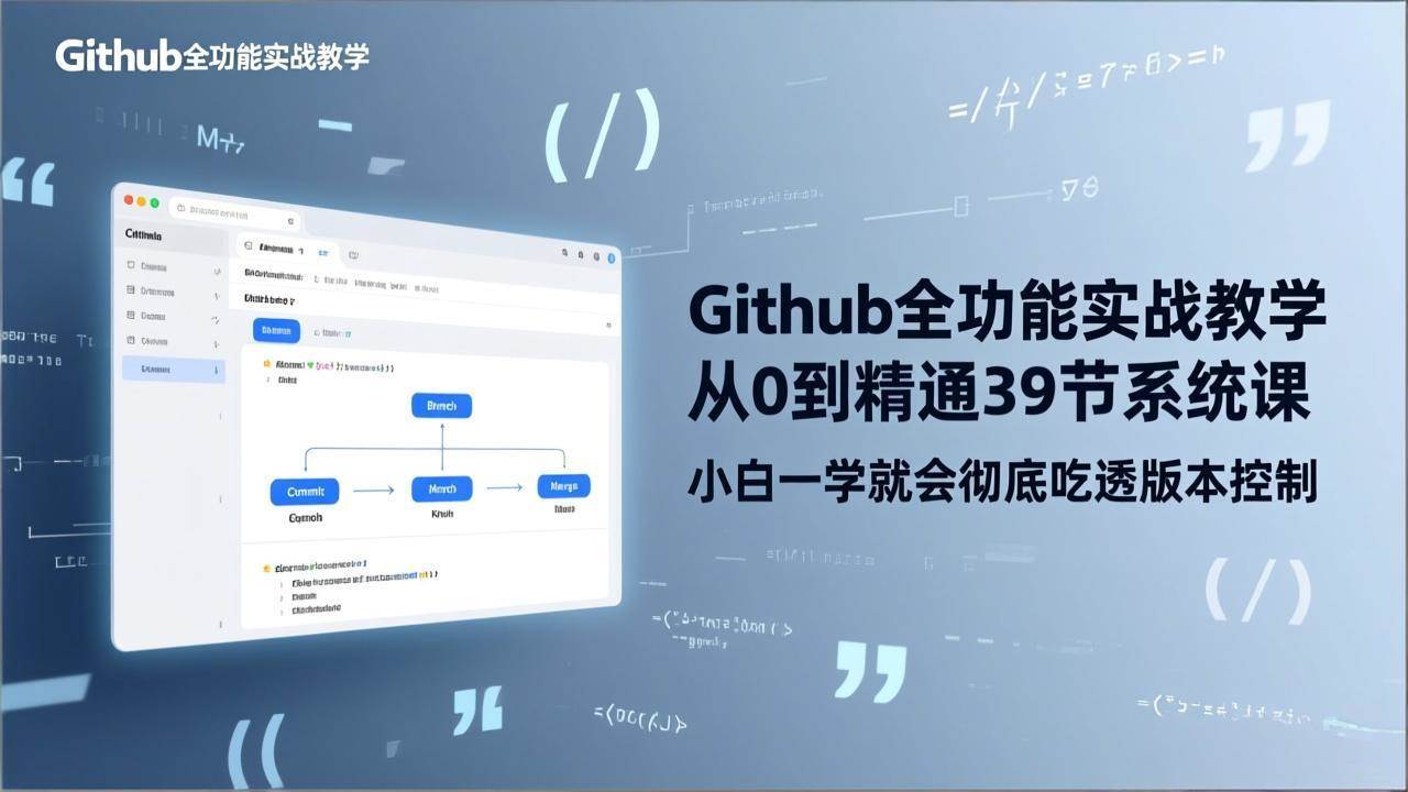 (17501期)GitHub-全功能实战教学,从0到精通39节系统课,小白一学就会彻底吃透版本控制 (17501期)GitHub-全功能实战教学,从0到精通39节系统课,小白一学就会彻底吃透版本控制