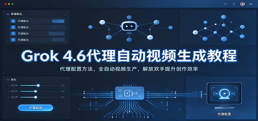 Grok 4.6代理自动视频生成教程:代理配置方法,全自动视频生产,解放双手提升创作效率-777网创网