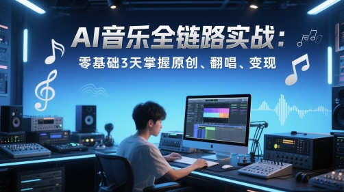 AI音乐全链路实战变现课:零基础3天掌握原创、翻唱、变现-777网创网
