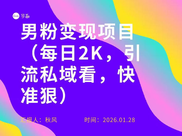 小红书最新男粉引流项目，每日20张引流私域，快准狠-777网创网
