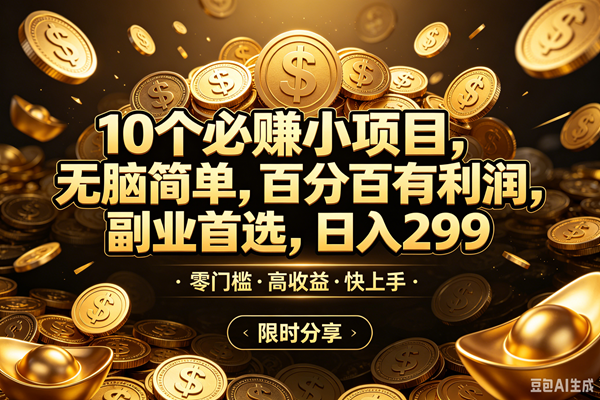 （18674期）10个必赚米的小项目，百分百赚米，无脑简单，副业首选，日入299+-777网创网