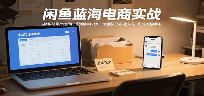 闲鱼蓝海电商实战,涵盖店铺、起号、定价等,配套实战对练,掌握核心变现技巧-777网创网