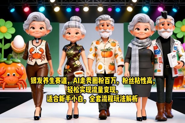 银发养生赛道，AI走秀圈粉百万，粉丝粘性高，轻松实现流量变现，适合新手小白，全套流程玩法解析-777网创网