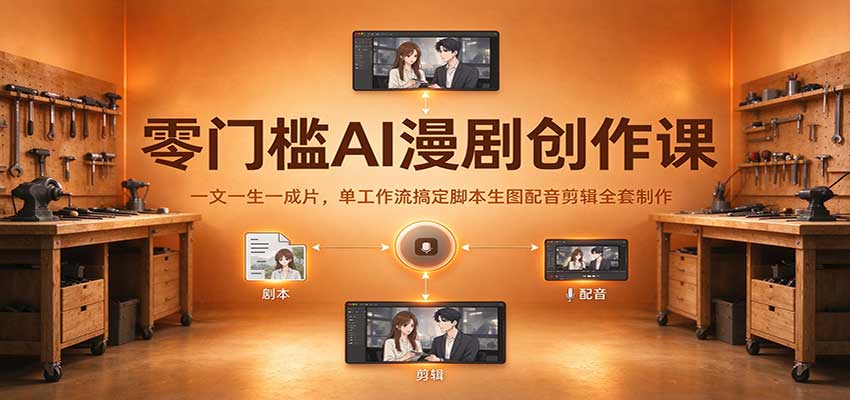 零门槛AI漫剧创作课:一文一生一成片,单工作流搞定脚本生图配音剪辑全套制作-777网创网