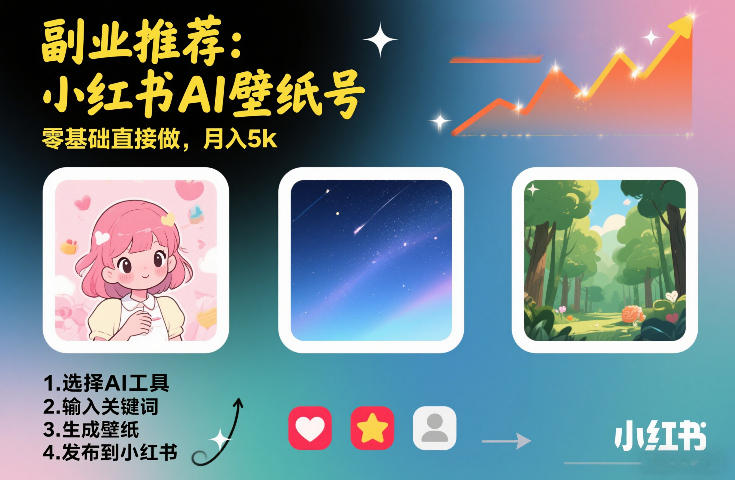 副业推荐：小红书AI壁纸号，零基础直接做，月入5k-777网创网