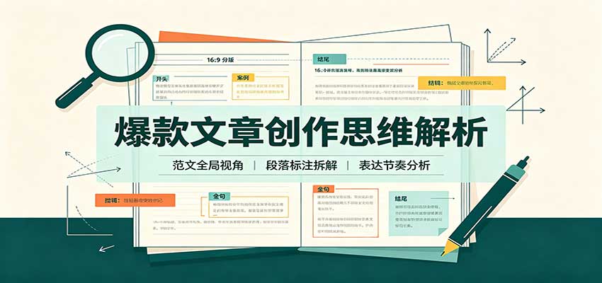 爆款文章创作思维解析：全局视角拆解范文，梳理行文逻辑，搭配真实拆文实操案例-777网创网