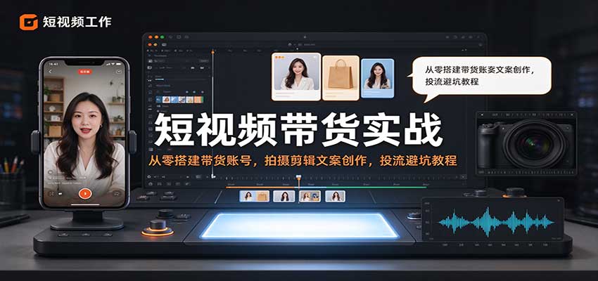 短视频带货实战:从零搭建带货账号,拍摄剪辑文案创作,投流避坑教程-777网创网