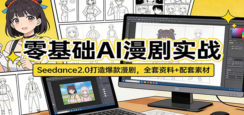 零基础AI漫剧实战：Seedance2.0打造爆款漫剧，全套资料+配套素材-777网创网