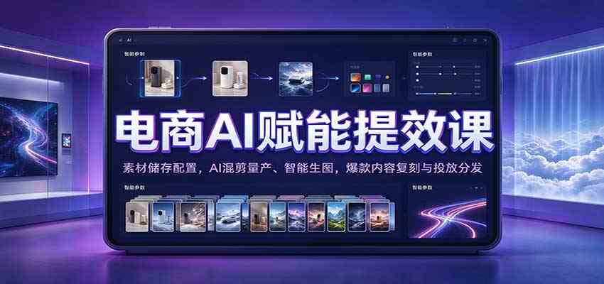 电商AI赋能提效课:素材储存配置,AI混剪量产、智能生图,爆款内容复刻与投放分发-777网创网