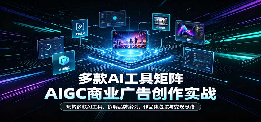 AIGC商业广告创作实战：玩转多款AI工具，拆解品牌案例，作品集包装与变现思路-777网创网