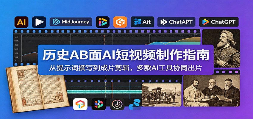 历史AB面AI短视频制作指南：从提示词撰写到成片剪辑，多款AI工具协同出片-777网创网
