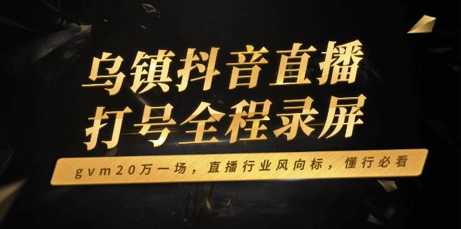 (14014期)乌镇抖音直播打号全程录屏,gvm20万一场,直播行业风向标,懂行必看-777网创网