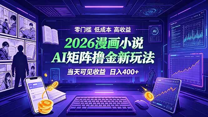 （19219期）爆款小说漫画大阅读 ai矩阵操作 当天可见收益 日入400+ 零门槛 高收益-777网创网