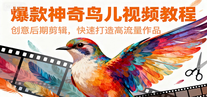 爆款神奇鸟儿视频教程，创意后期剪辑，快速打造高流量作品-777网创网