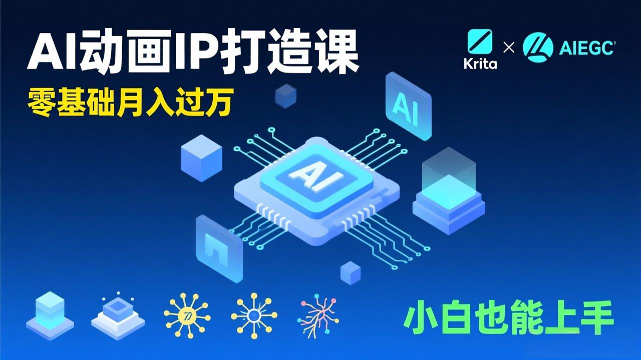 AI动画新手变现课,Krita+AIGC、模型训练、商单资源,零基础月入过万,小白也能上手-777网创网