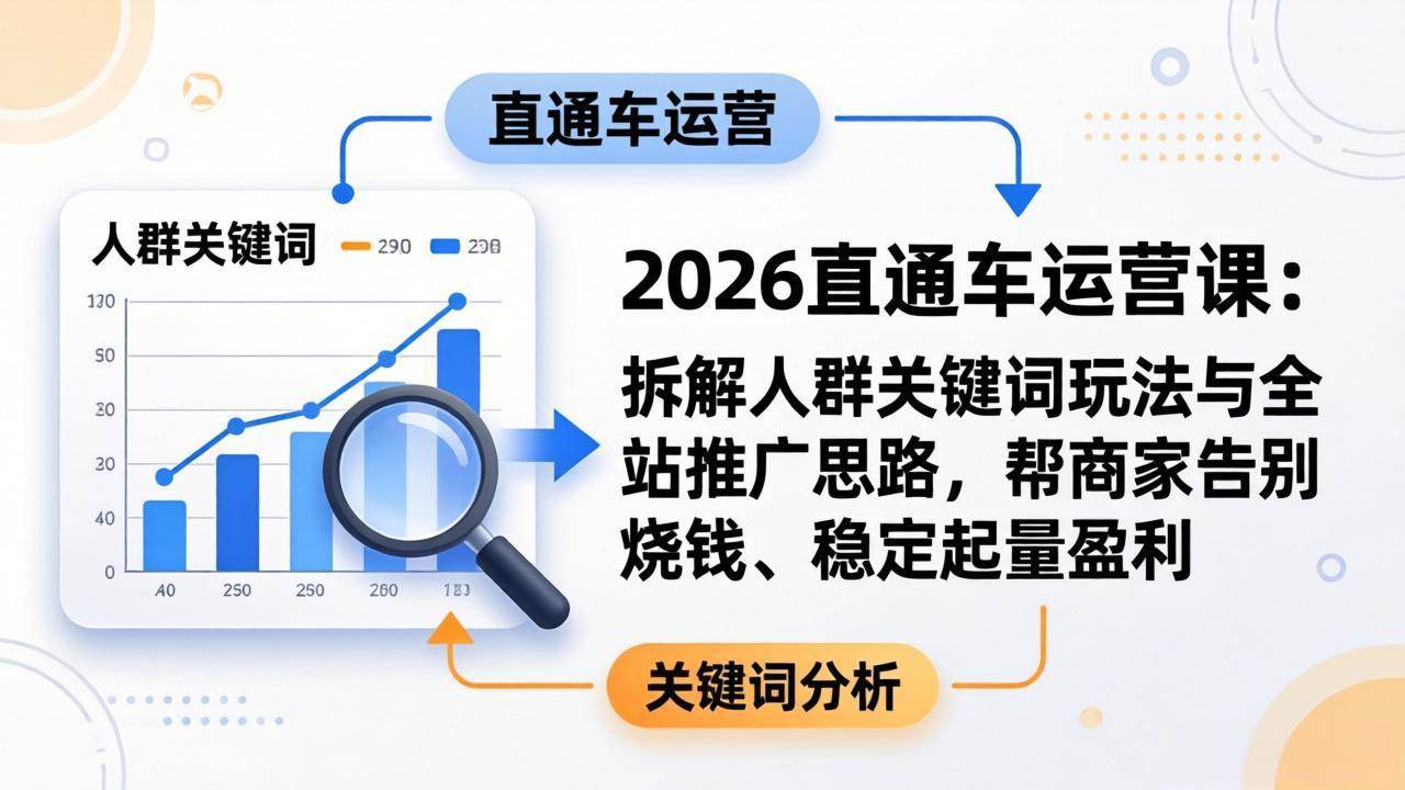 (17898期)2026直通车运营课:拆解人群关键词玩法与全站推广思路,帮商家告别烧钱、稳定起量盈利 (17898期)2026直通车运营课:拆解人群关键词玩法与全站推广思路,帮商家告别烧钱、稳定起量盈利