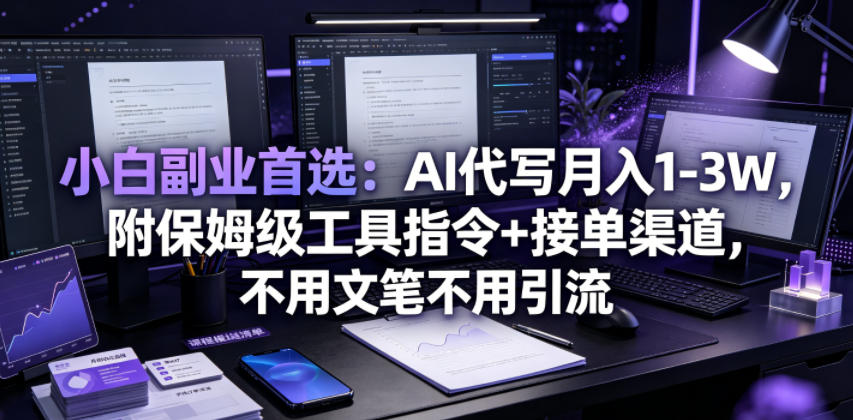 小白副业首选:AI代写月入1-3W,附保姆级工具指令+接单渠道,不用文笔不用引流【揭秘】-777网创网