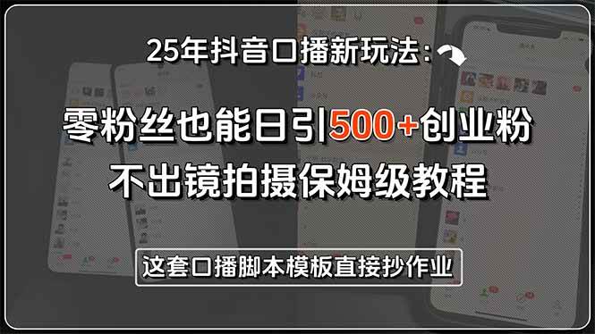（15384期）25年抖音口播新玩法：零粉丝也能日引500+创业粉，不出镜拍摄保姆级教程…-777网创网