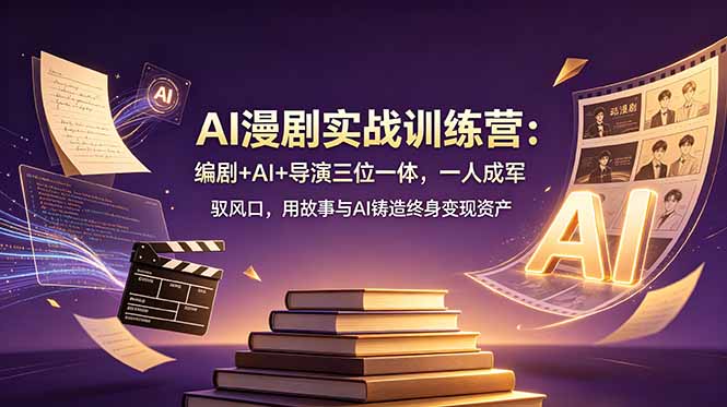 AI漫剧实战训练营：编剧+AI+导演三位一体，一人成军 驭风口，用故事与AI铸造终身变现资产-777网创网
