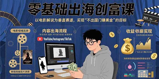 （15709期）零基础出海创富课：以电影解说为垂直赛道，实现不出国门赚美金的目标-777网创网