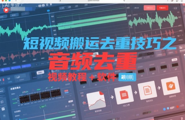 短视频搬运去重技巧之音频去重，视频教程+软件-777网创网