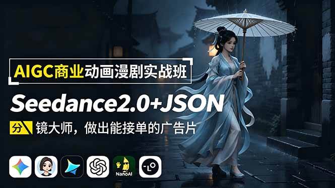 (18849期)AIGC商业动画漫剧实战班:Seedance2.0+JSON分镜大师,做出能接单的广告片-777网创网