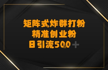 矩阵炸群打粉，日引流500+精准创业粉-777网创网