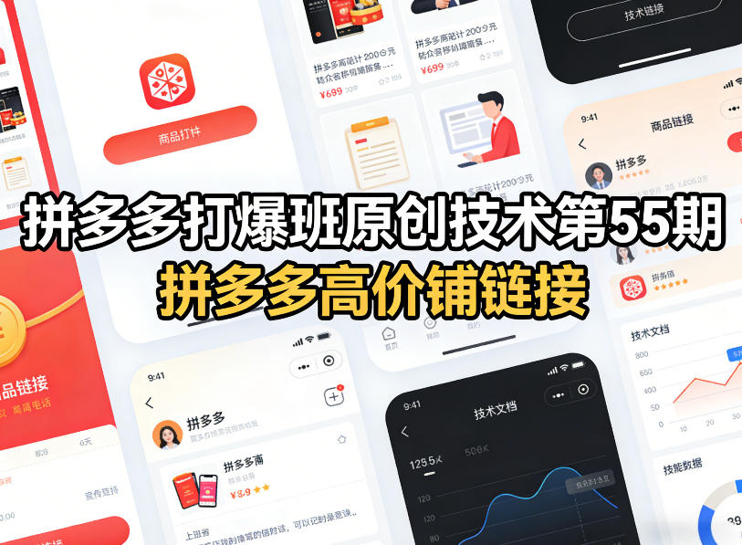 拼多多打爆班原创技术第55期,拼多多高价铺链接