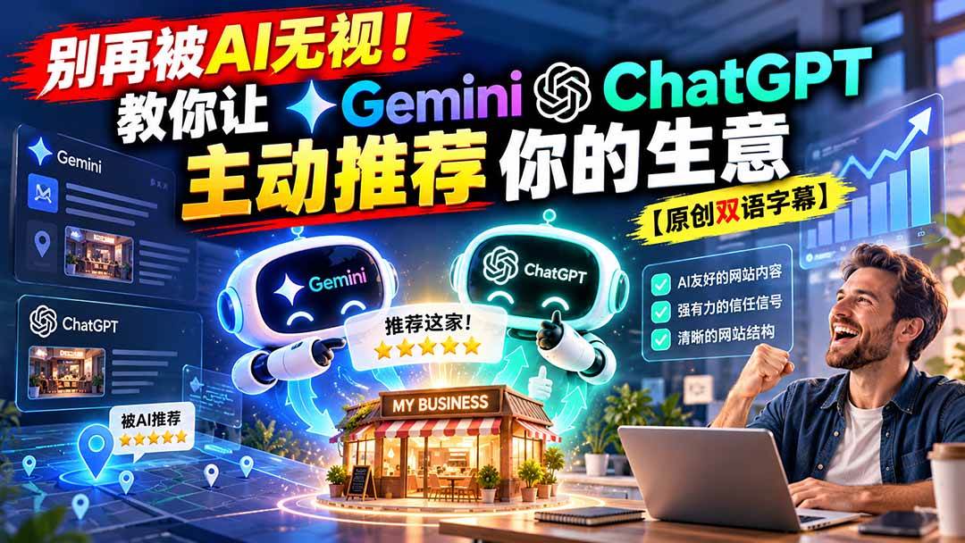(20737期)别再被AI无视!教你让GeminiChatGPT主动推荐你的生意【原创双语字幕】-777网创网