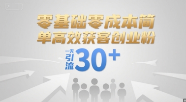 零基础零成本简单高效获客创业粉，一天引流30+-777网创网