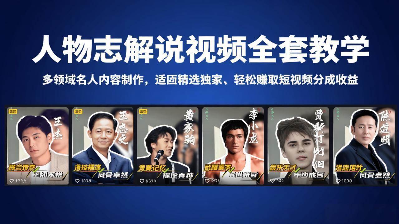 （18205期）人物志解说视频全套教学，多领域名人内容制作，适配精选独家，轻松赚取短视频分成收益-777网创网
