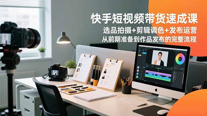 快手短视频带货速成课,选品拍摄+剪辑调色+发布运营,从前期准备到作品发布的完整流程-777网创网