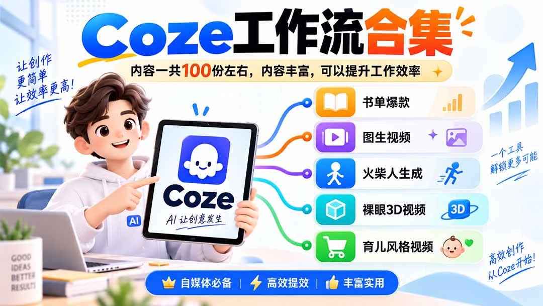 (20440期)Coze工作流合集,内容一共100份左右,内容丰富,可以提供工作效率-777网创网