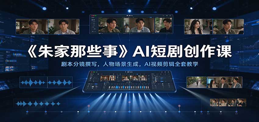 《朱家那些事》AI短剧创作课:剧本分镜撰写,人物场景生成,AI视频剪辑全套教学-777网创网