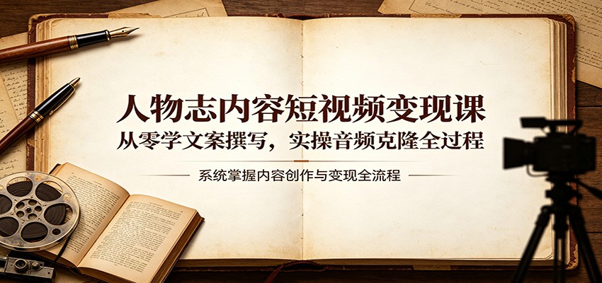 人物志内容短视频变现课：从零学文案撰写，实操音频克隆全过程-777网创网