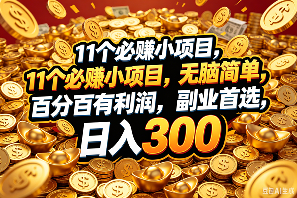 (18756期)11个必赚的小项目,百分百赚元子,无脑简单,副业首选,日入300+-777网创网