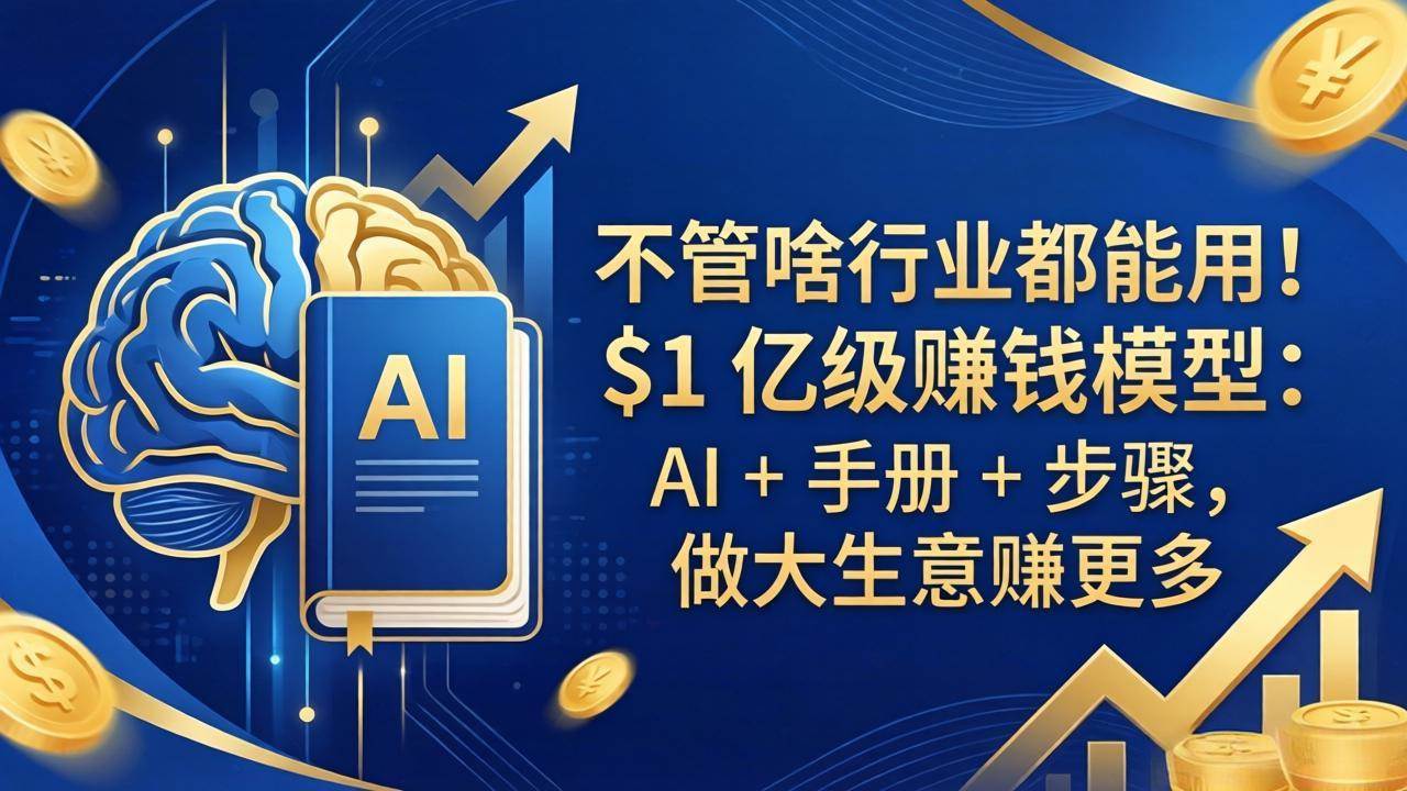 （18055期）不管啥行业都能用！$1 亿级赚钱模型：AI + 手册 + 步骤，做大生意赚更多-777网创网