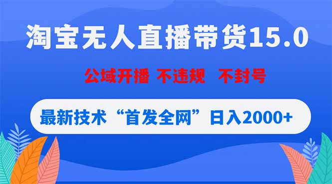 淘宝无人直播带货15.0，不封号，不违规，公域玩法，首发全网日入2000+-777网创网