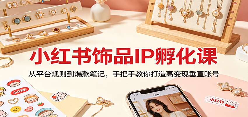 小红书饰品IP孵化课:从平台规则到爆款笔记,手把手教你打造高变现垂直账号-777网创网