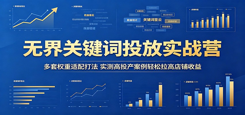 无界关键词投放实战营：多套权重适配打法，实测高投产案例轻松拉高店铺收益-777网创网