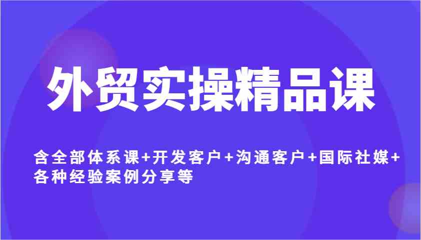外贸实操精品课,含全部体系课+开发客户+沟通客户+国际社媒+各种经验案例分享等-777网创网