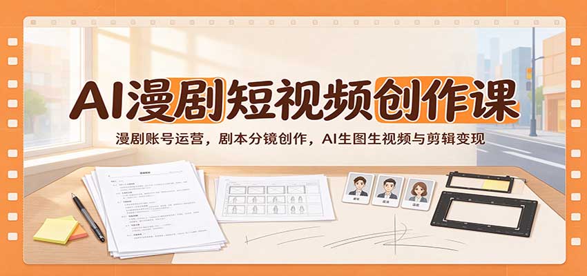 AI漫剧短视频创作课:漫剧账号运营,剧本分镜创作,AI生图生视频与剪辑变现-777网创网