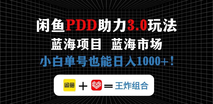 （14517期）闲鱼卖拼多多助力项目，蓝海市场新手也能单号日入1000+-777网创网