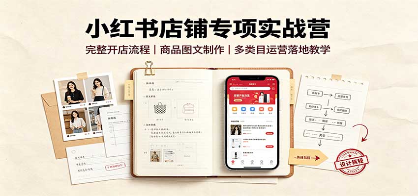 小红书店铺专项实战营：完整开店流程，商品图文制作，多类目运营落地教学-777网创网