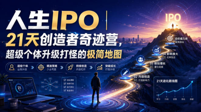 人生IPO︱21天创造者奇迹营，超级个体升级打怪的极简地图-777网创网