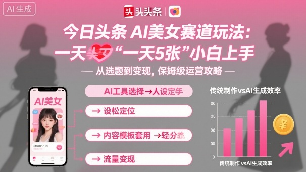 今日头条AI美女赛道玩法，一天轻松5张，小白轻松上手-777网创网
