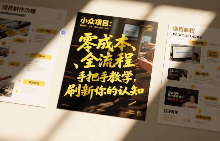 小众项目：零成本、全流程（制作-成交-变现）手把手教学，刷新你的认知-777网创网