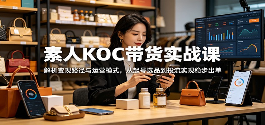 素人KOC带货实战课：解析变现路径与运营模式，从起号选品到投流实现稳步出单-777网创网
